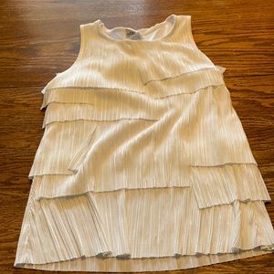 White, rippled texture, layered dressy tank.